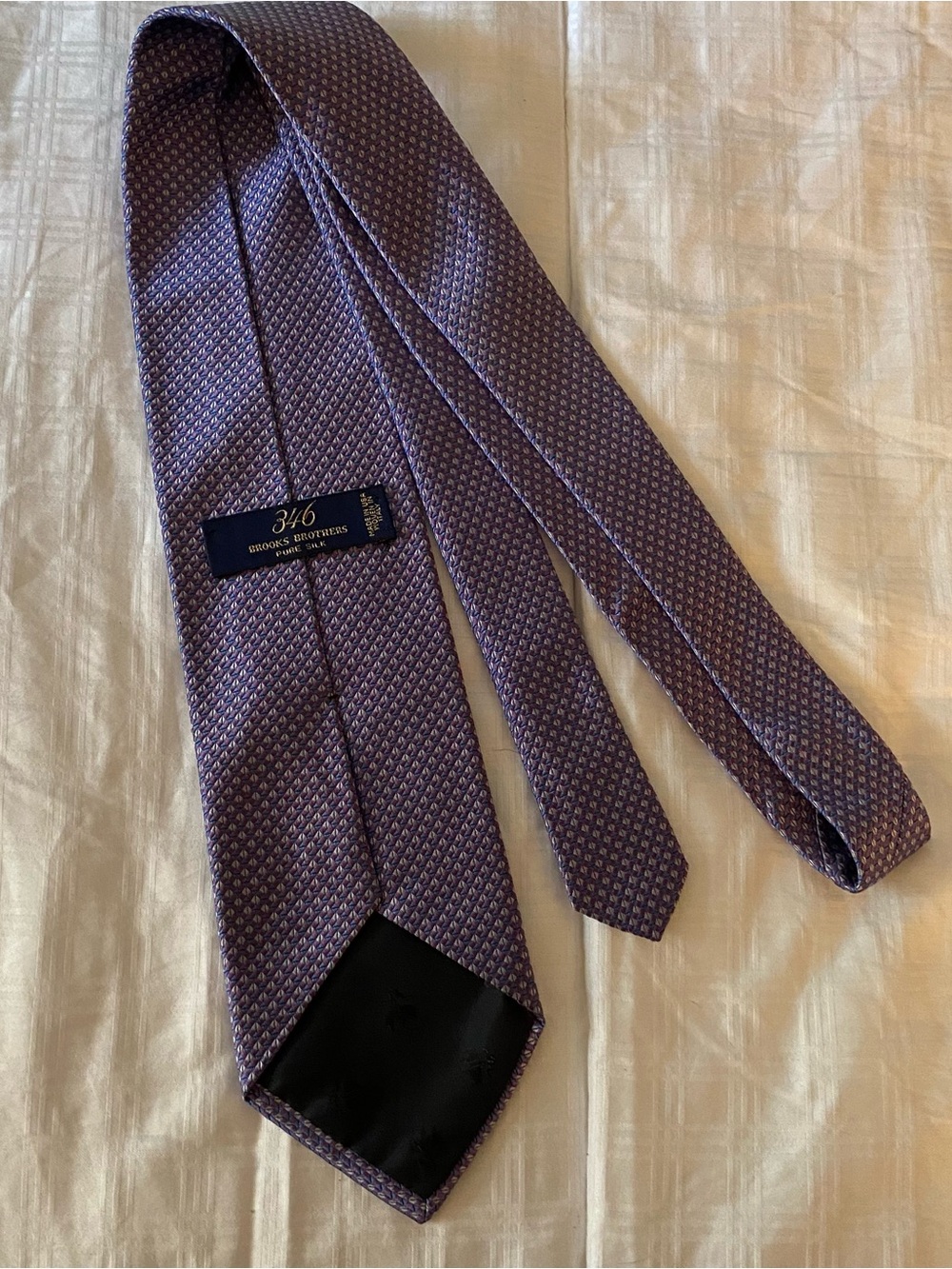 Brooks Brothers 346 Necktie Mens 100% Silk Purple Blue Geometric Made Italy 4”